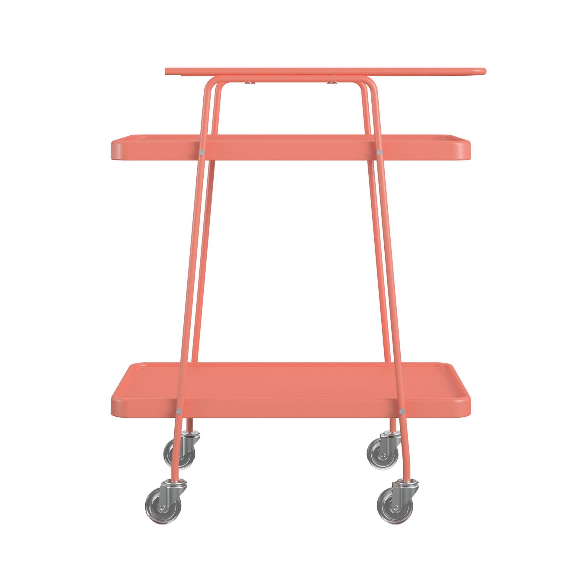 2 Tier Serving Cart on Wheels with Locking Casters - Coral - 1-Pack
