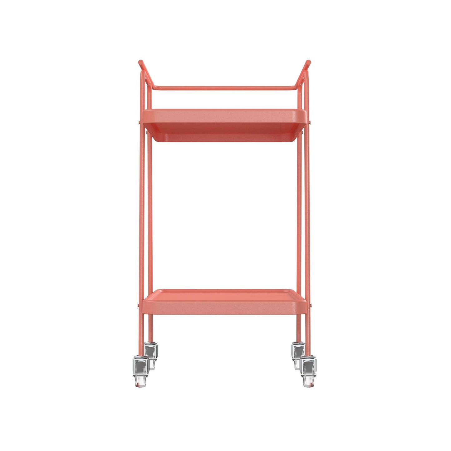 2 Tier Serving Cart on Wheels with Locking Casters - Coral - 1-Pack