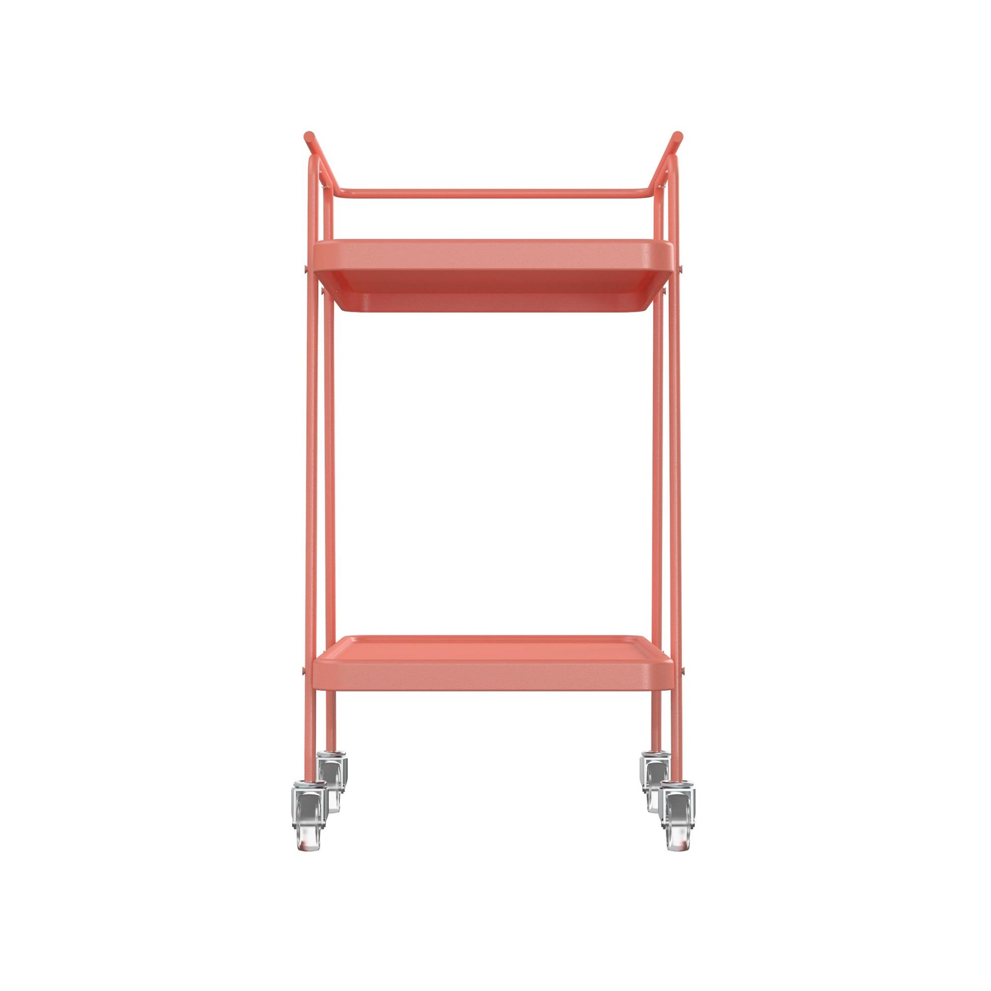 2 Tier Serving Cart on Wheels with Locking Casters - Coral - 1-Pack