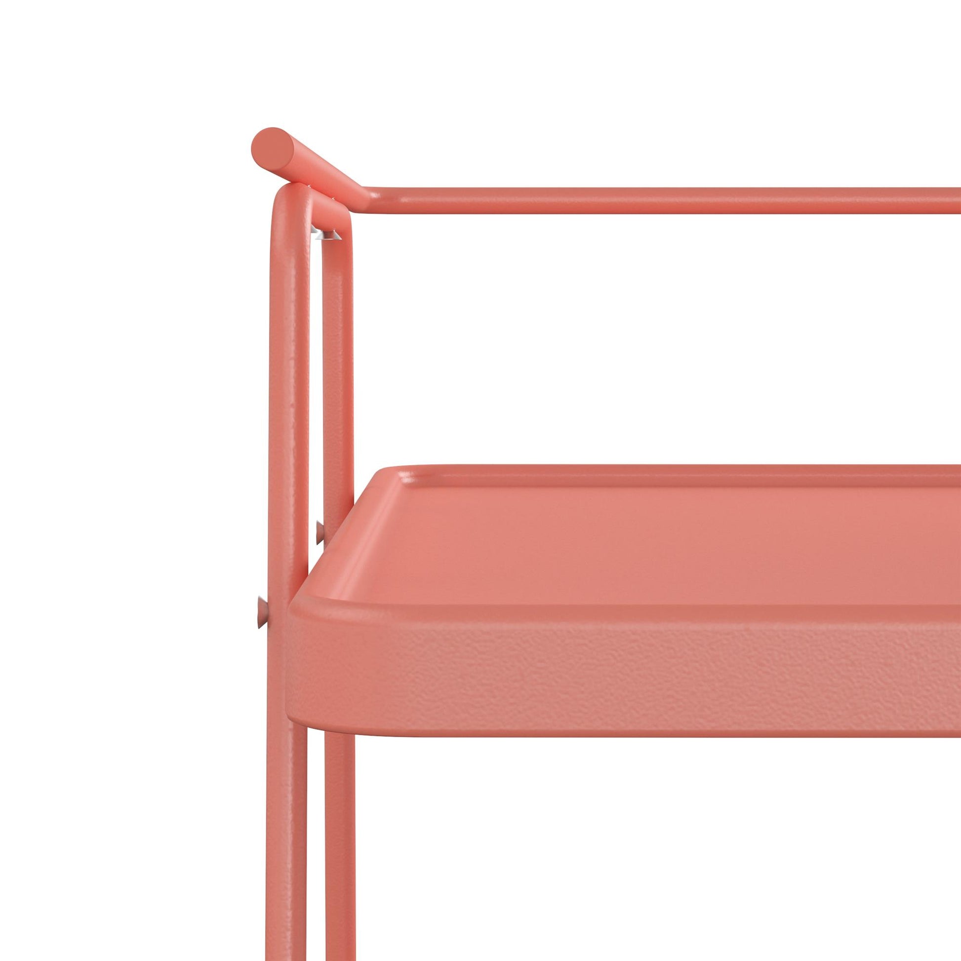 2 Tier Serving Cart on Wheels with Locking Casters - Coral - 1-Pack