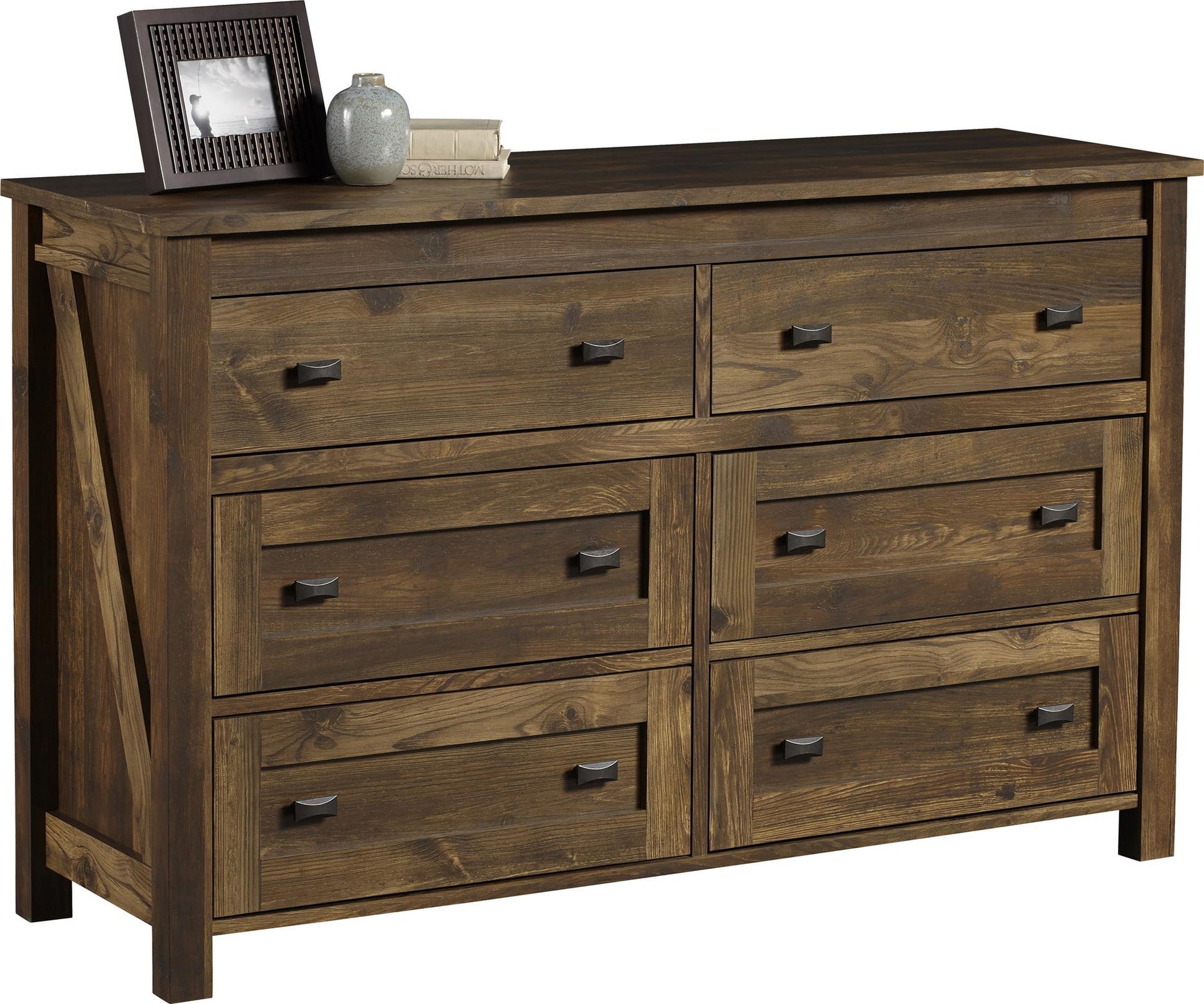 Farmington 6 Drawer Rustic Farmhouse Dresser with Linen Interiors - Rustic