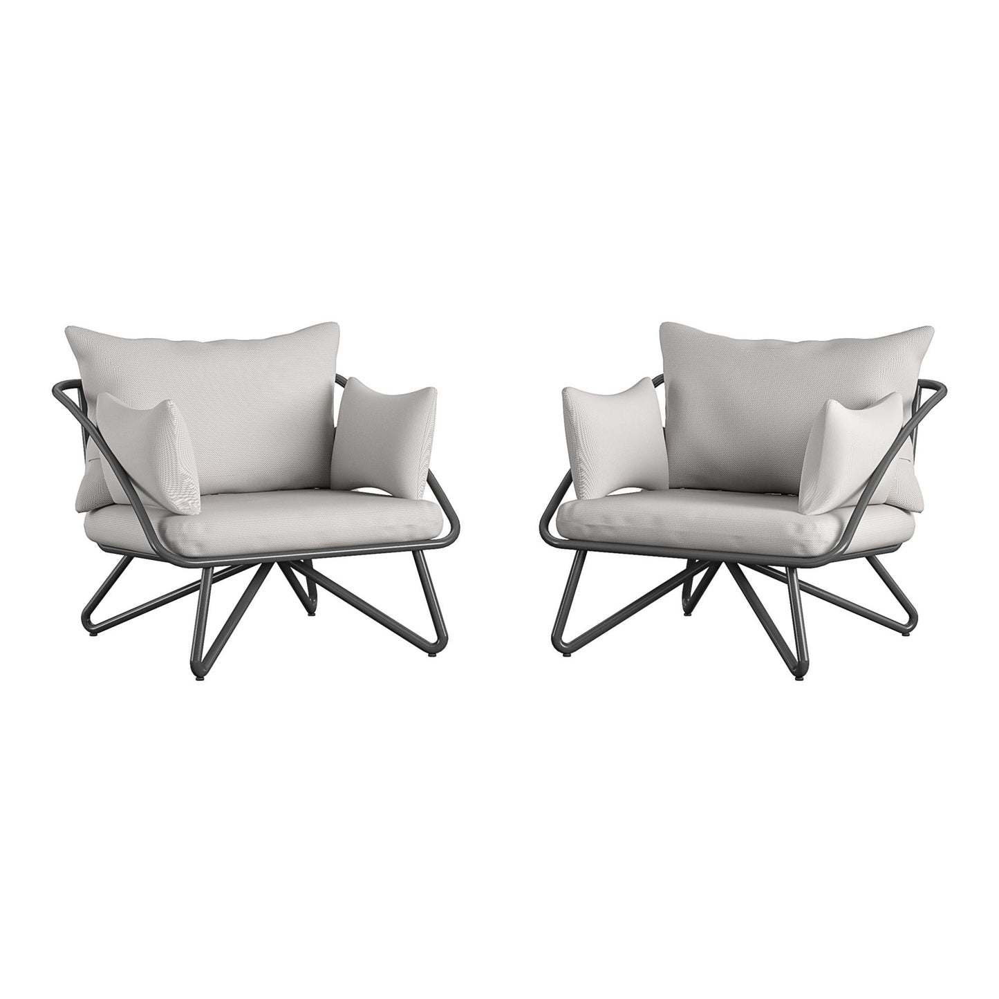 Novogratz Poolside Gossip Collection, Teddi Outdoor Lounge Chairs, 2-piece, Charcoal - Charcoal