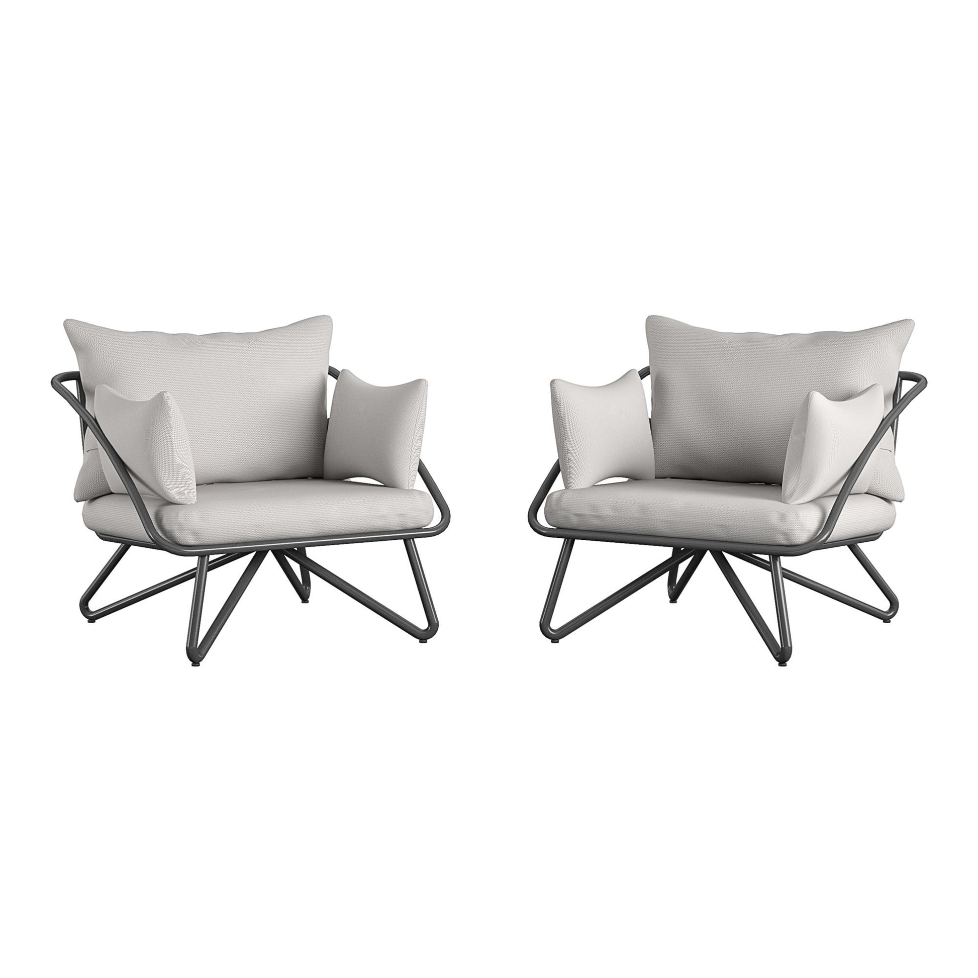 Novogratz Poolside Gossip Collection, Teddi Outdoor Lounge Chairs, 2-piece, Charcoal - Charcoal
