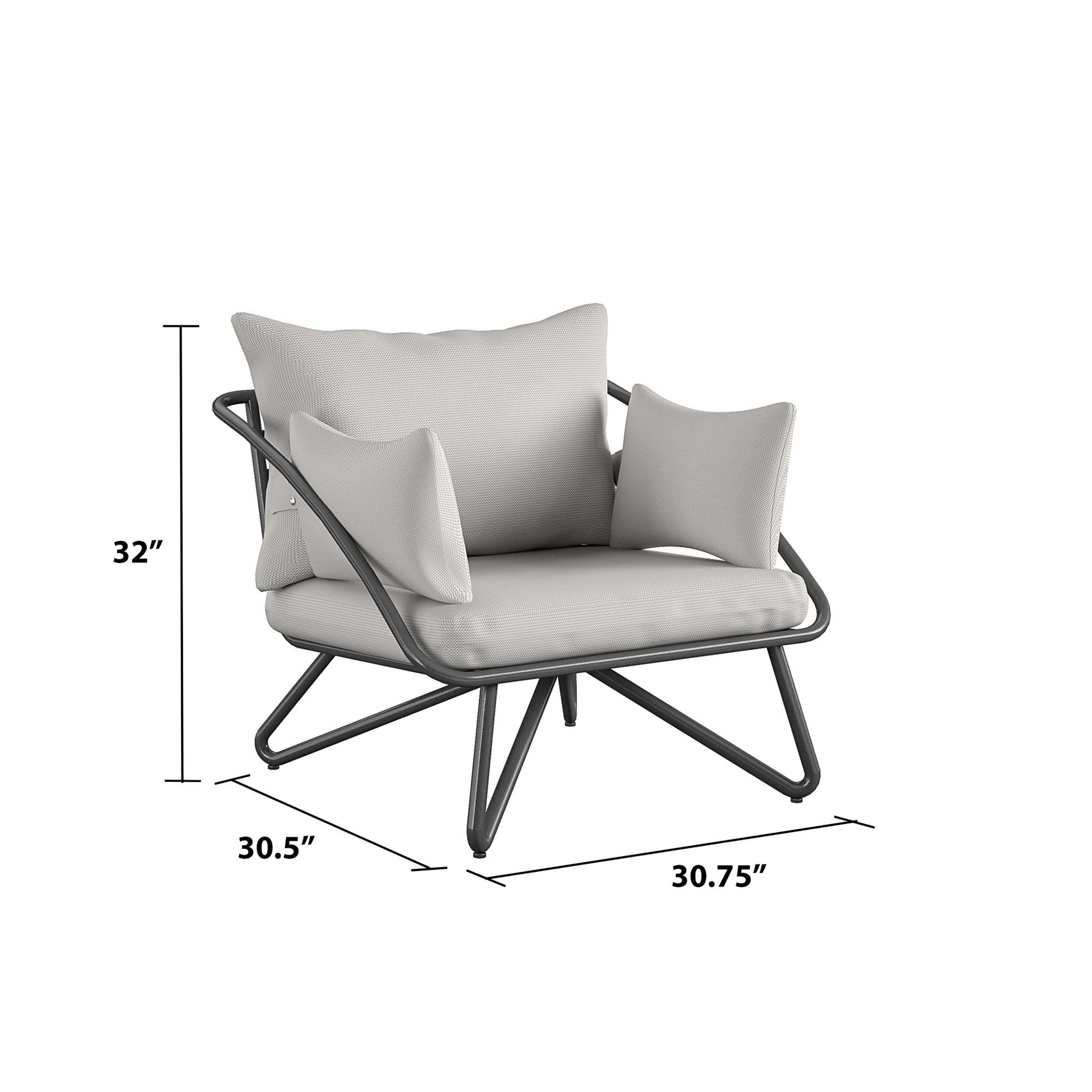 Novogratz Poolside Gossip Collection, Teddi Outdoor Lounge Chairs, 2-piece, Charcoal - Charcoal