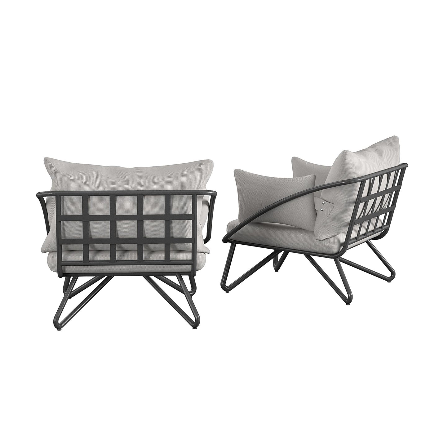Novogratz Poolside Gossip Collection, Teddi Outdoor Lounge Chairs, 2-piece, Charcoal - Charcoal
