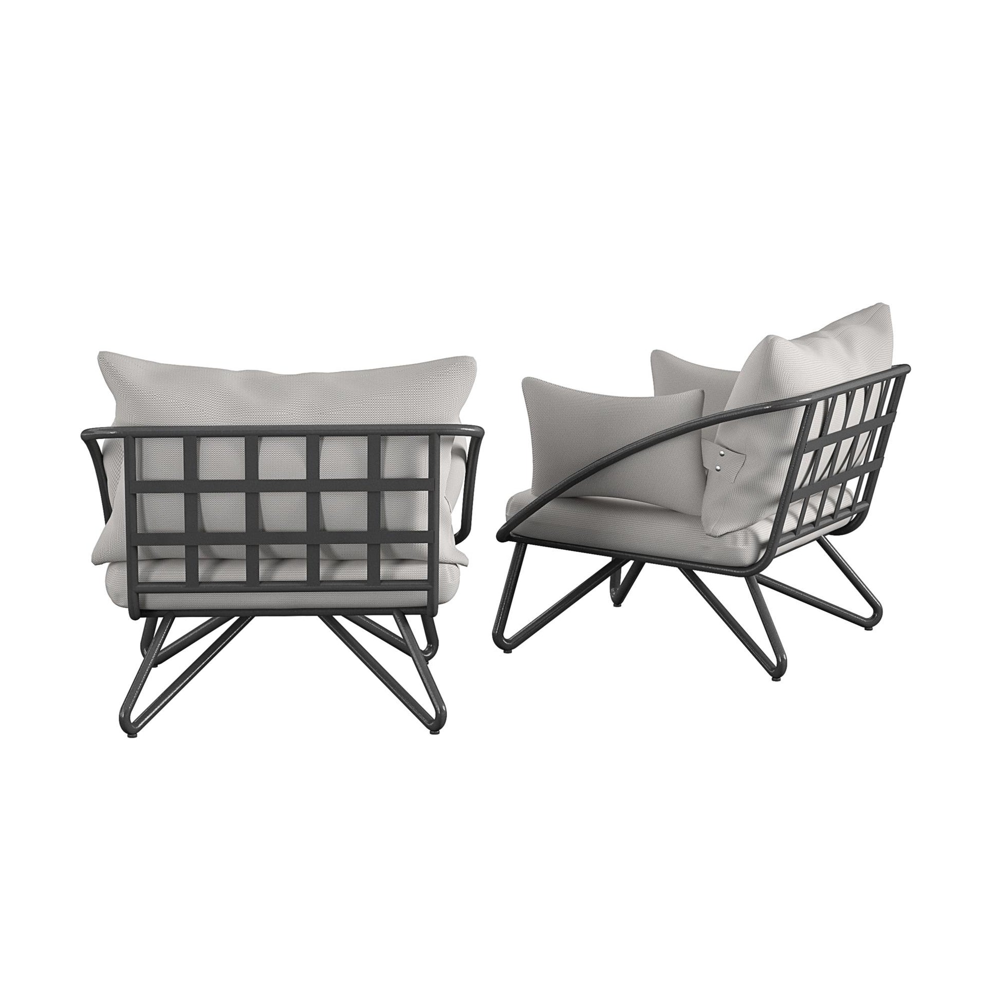 Novogratz Poolside Gossip Collection, Teddi Outdoor Lounge Chairs, 2-piece, Charcoal - Charcoal