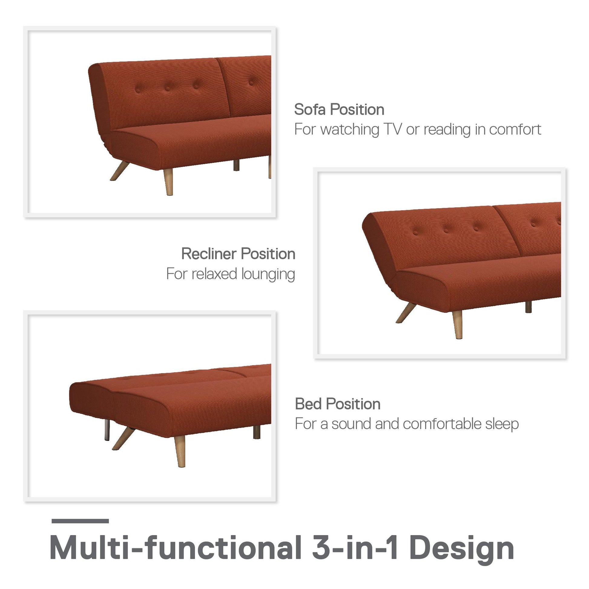 Palm Springs Split Futon - Orange