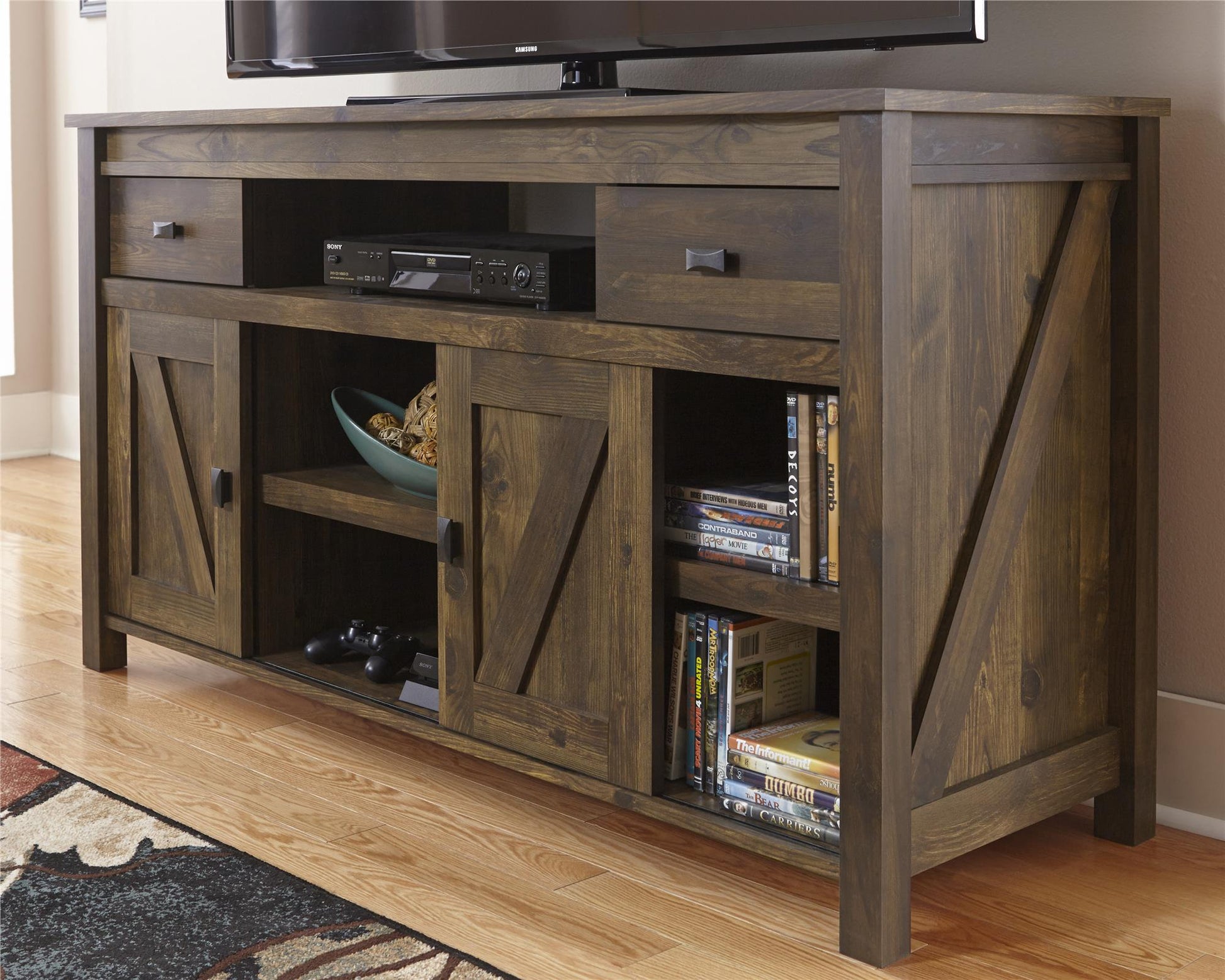 Farmington Rustic Farmhouse TV Stand for TVs up to 60 Inch - Rustic