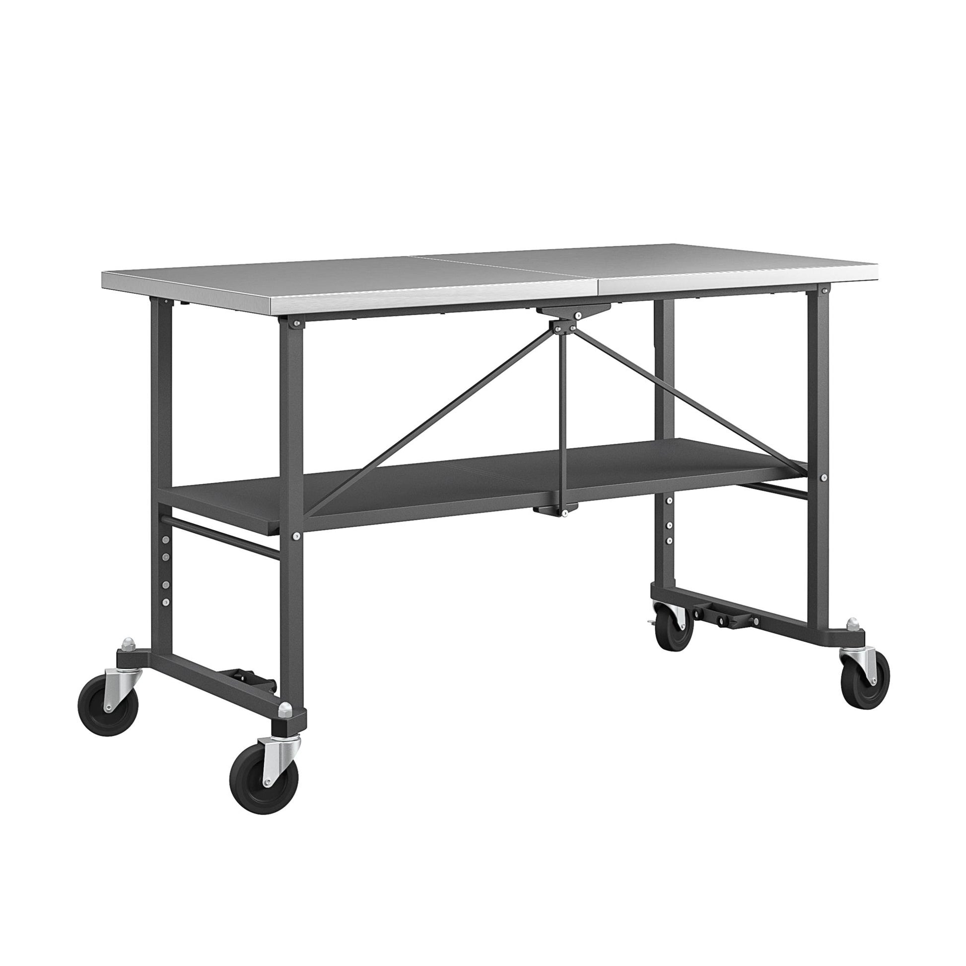 SmartFold Stainless Steel Folding Workbench on Wheels - Dark Gray - 1-Pack