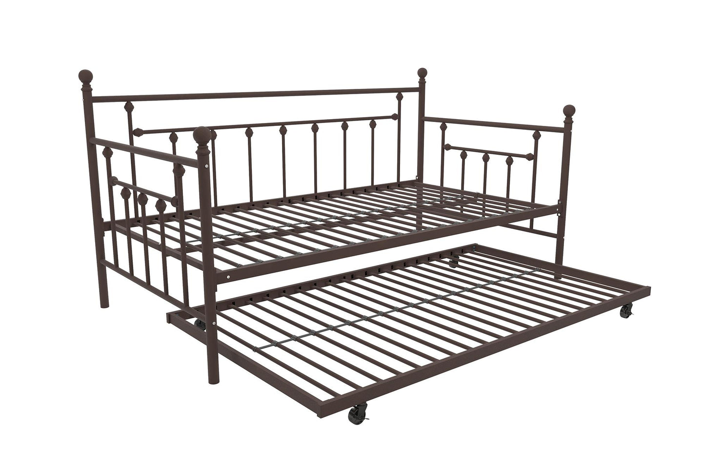 Manila Metal Daybed and Trundle Set with Sturdy Metal Frame and Slats - Bronze - Twin