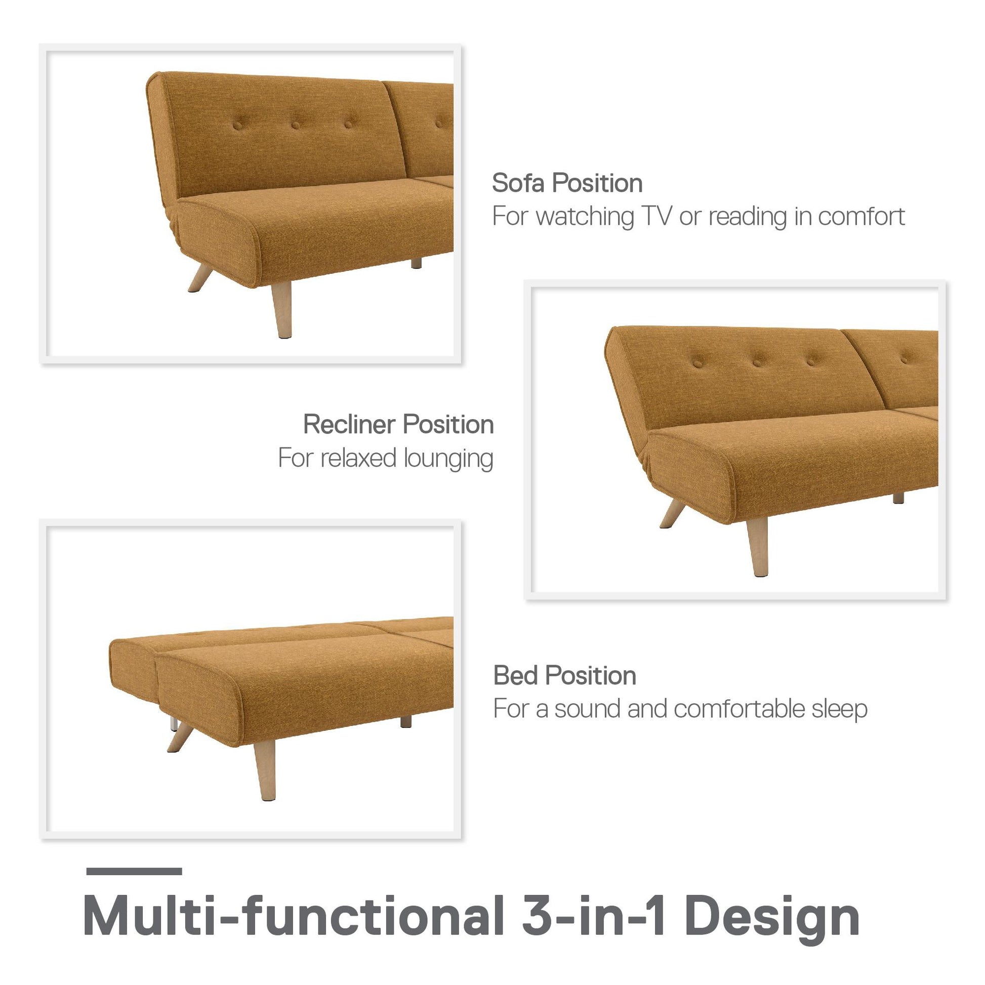 Palm Springs Split Futon - Mustard