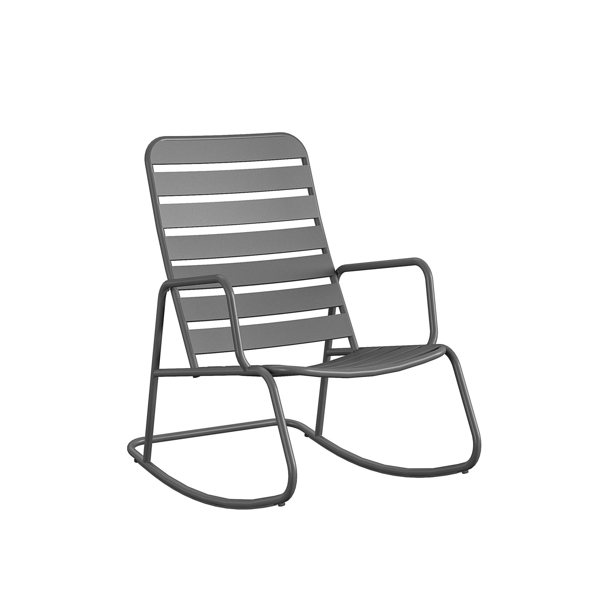 Novogratz Poolside Gossip Collection, Roberta Outdoor/Indoor Rocking Chair, Charcoal - Charcoal
