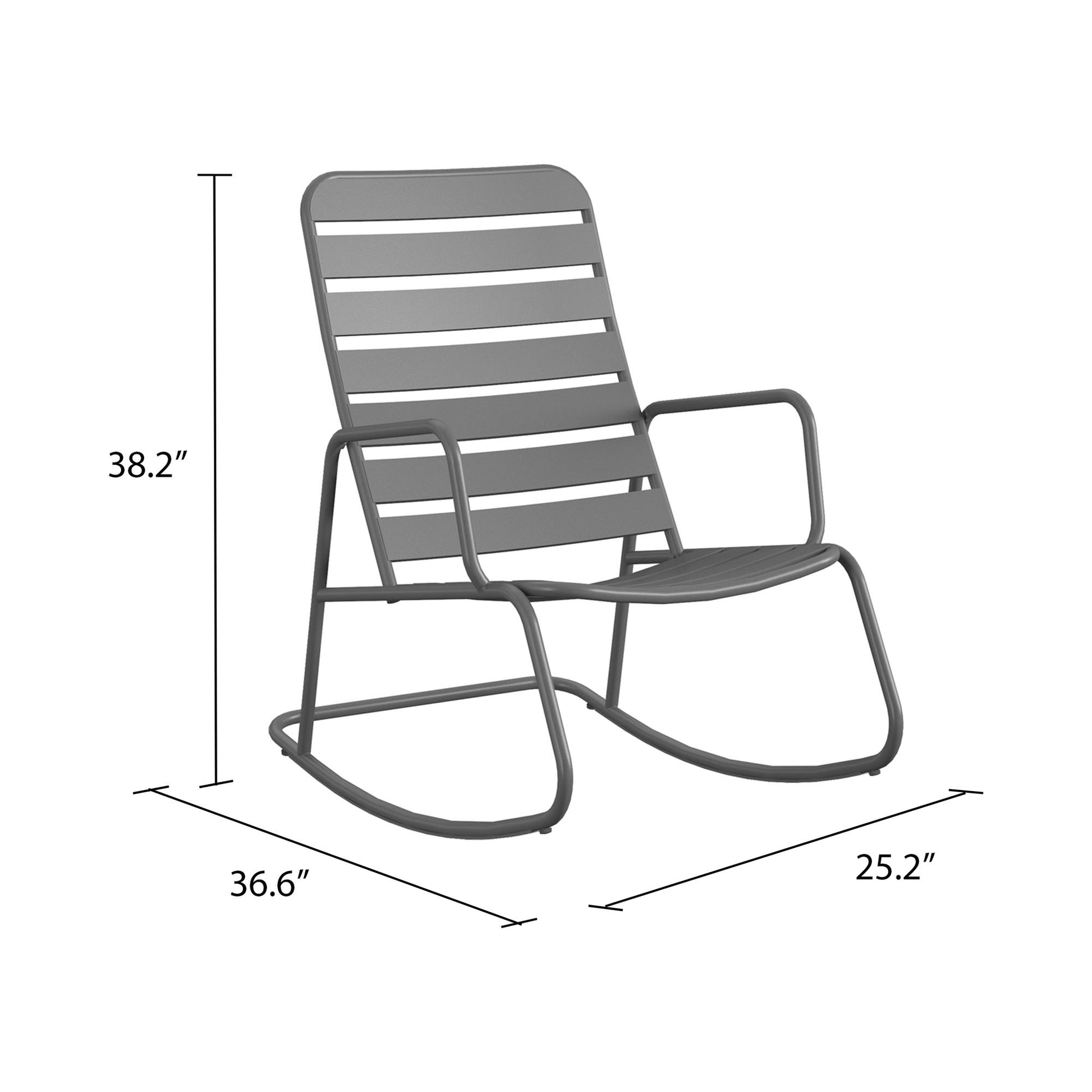 Novogratz Poolside Gossip Collection, Roberta Outdoor/Indoor Rocking Chair, Charcoal - Charcoal