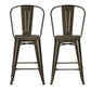 Luxor 24 Inch Metal Counter Stool with Wood Seat, Set of 2 - Bronze