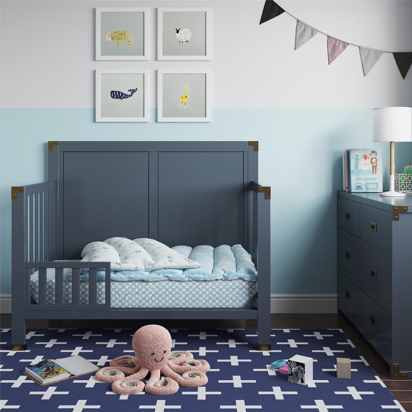 Miles Toddler Guardrail to Convert Crib into a Toddler Bed - Graphite Blue