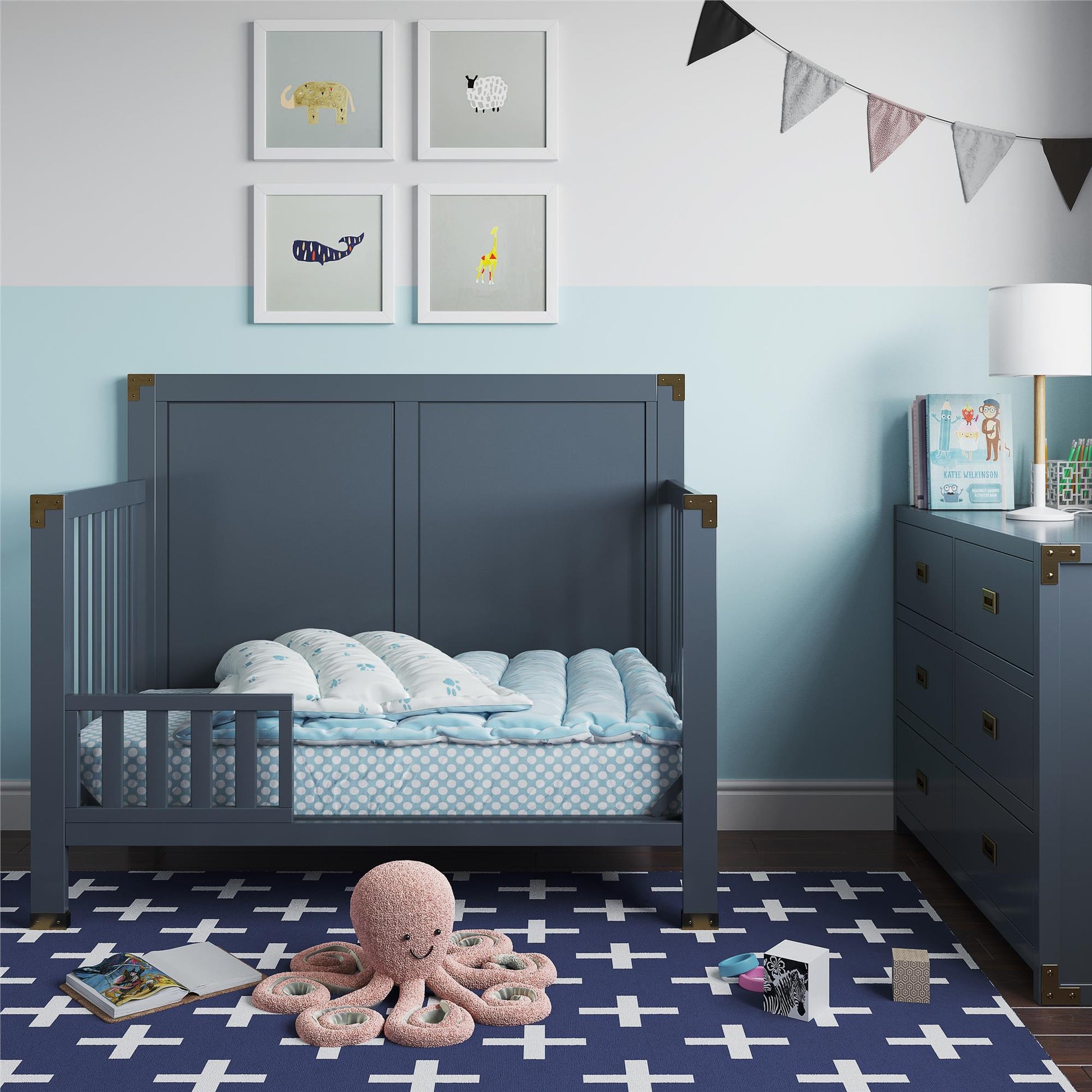 Miles Toddler Guardrail to Convert Crib into a Toddler Bed - Graphite Blue