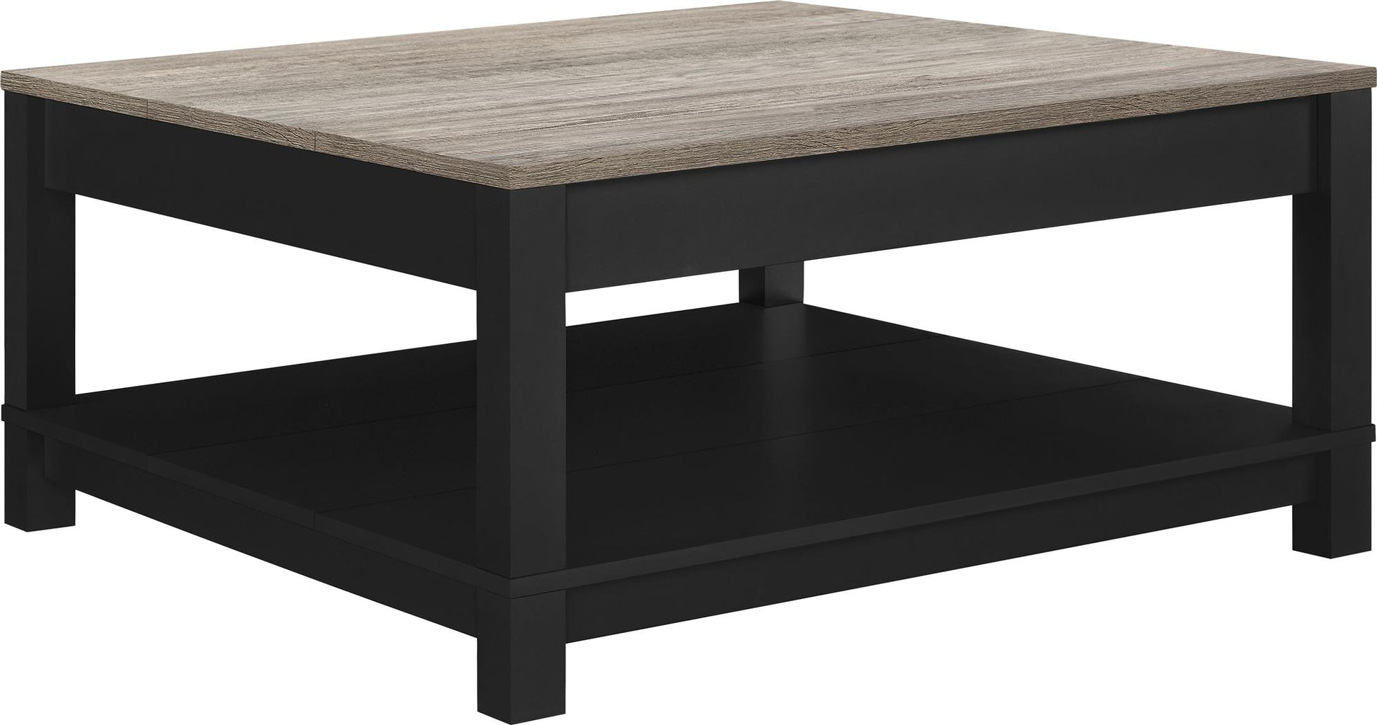 Carver Coffee Table with Bottom Magazine Storage Shelf - Black