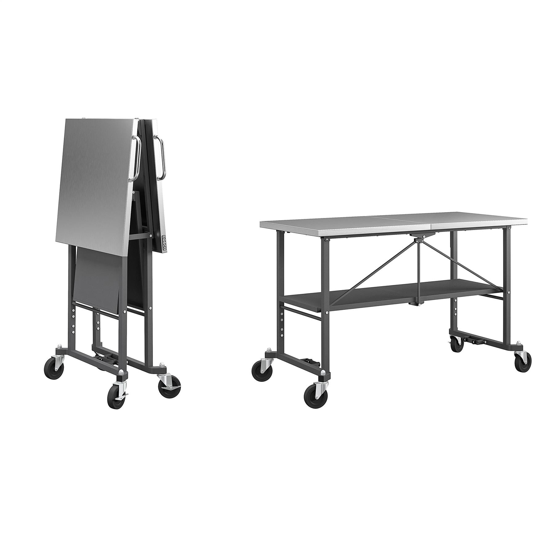 SmartFold Stainless Steel Folding Workbench on Wheels - Dark Gray - 1-Pack