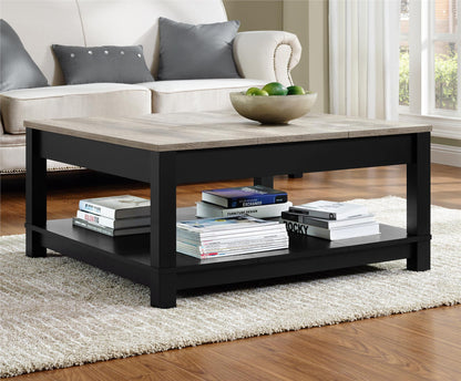 Carver Coffee Table with Bottom Magazine Storage Shelf - Black