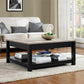 Carver Coffee Table with Bottom Magazine Storage Shelf - Black
