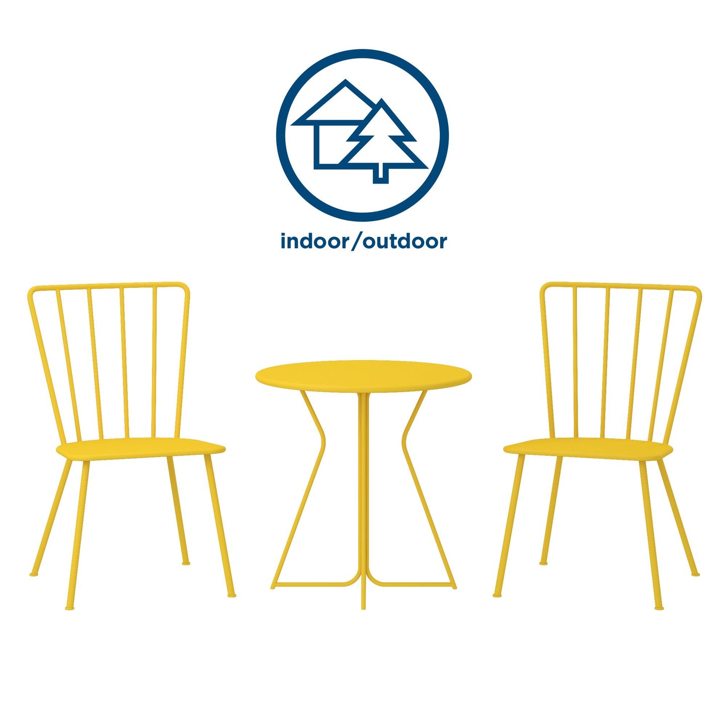 Novogratz Poolside Gossip Collection, Heidi Outdoor/Indoor Bistro Set, 3 Piece, Yellow - Yellow