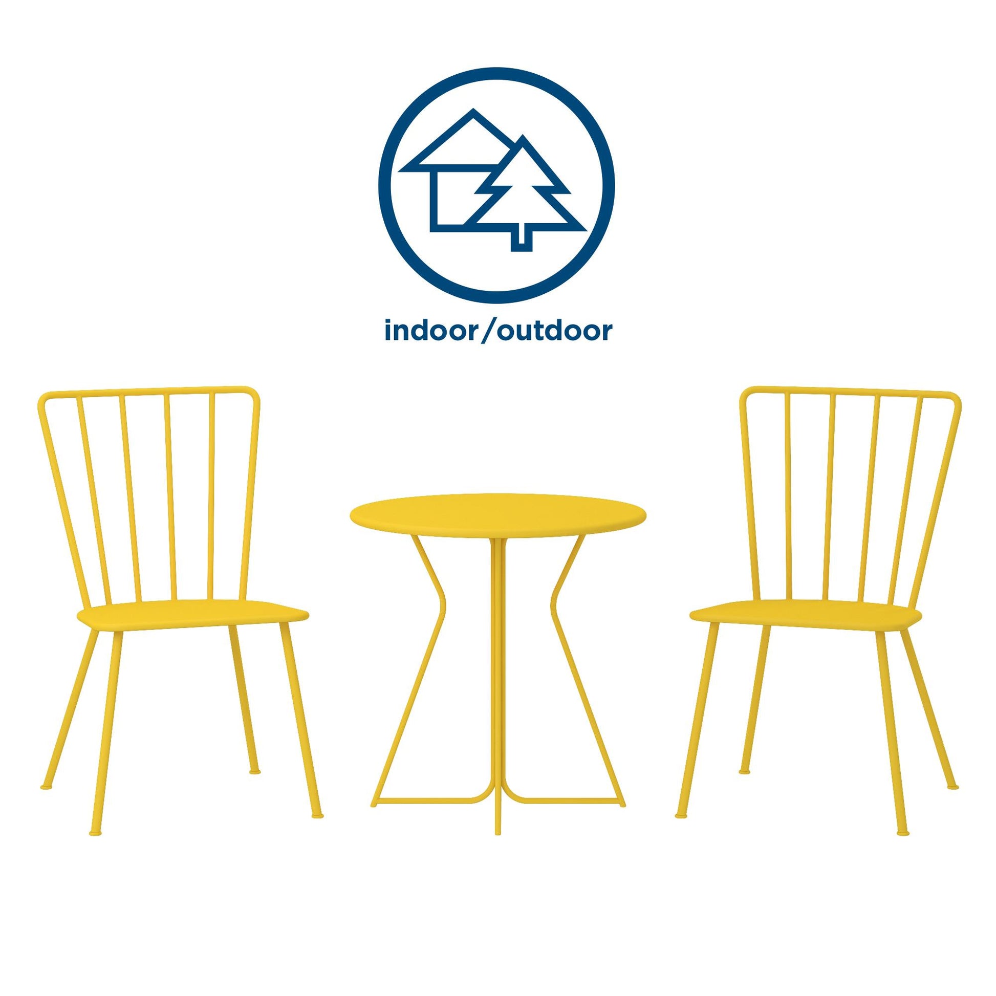 Novogratz Poolside Gossip Collection, Heidi Outdoor/Indoor Bistro Set, 3 Piece, Yellow - Yellow