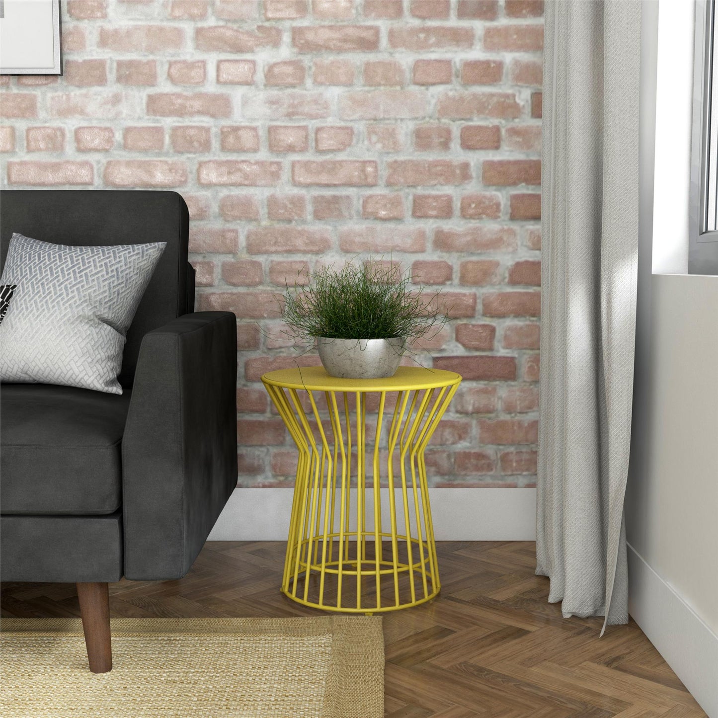Novogratz Poolside Gossip Collection, Roberta Outdoor/Indoor Side Table, Yellow - Yellow