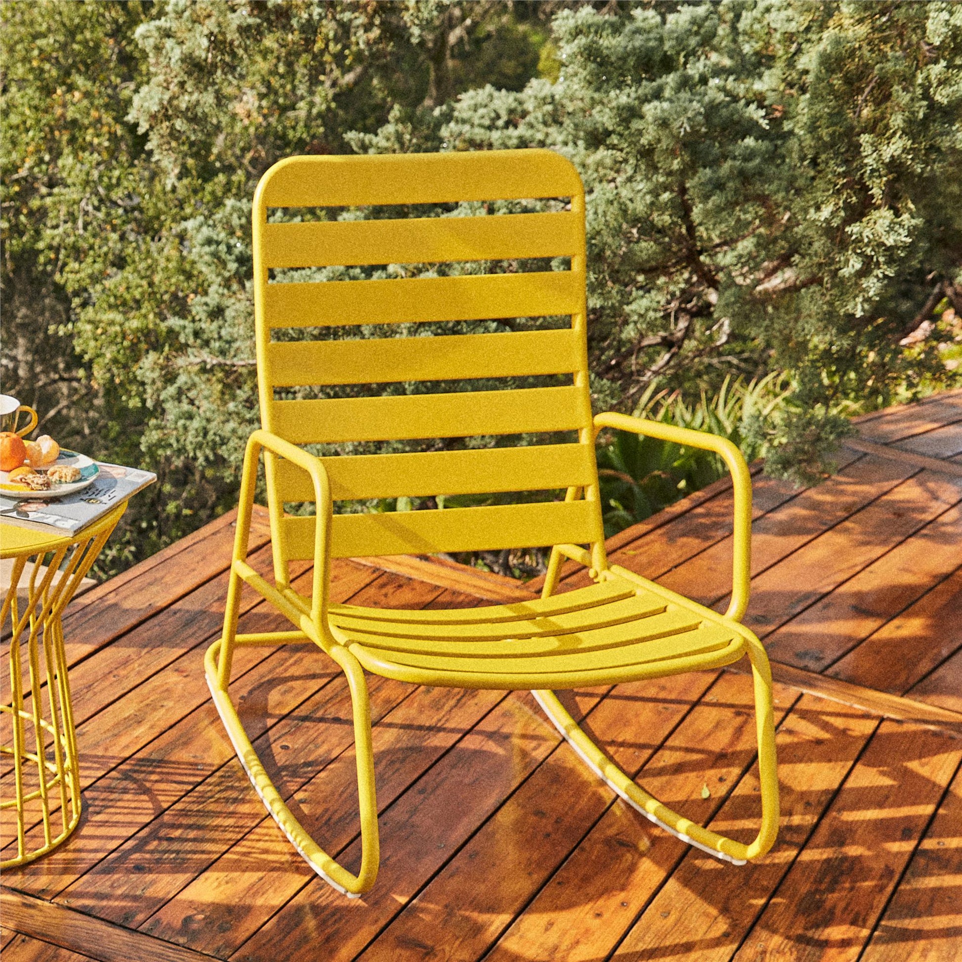 Novogratz Poolside Gossip, Roberta Outdoor/Indoor Rocking Chair, Yellow - Yellow