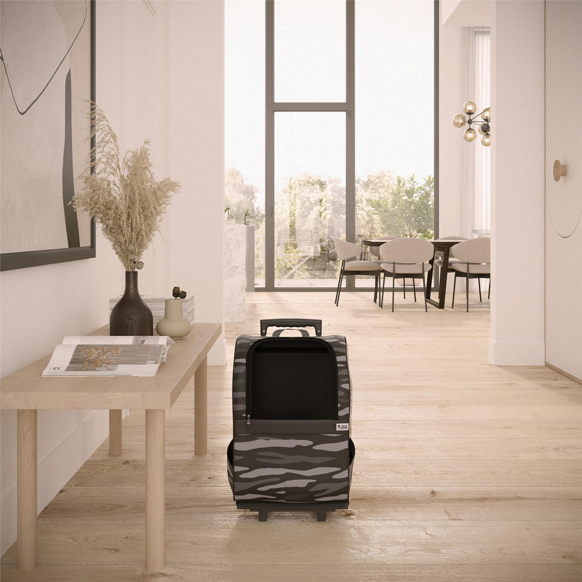 Kaya Pet Carrier Trolley with Pull Up Handle - Black Camouflage