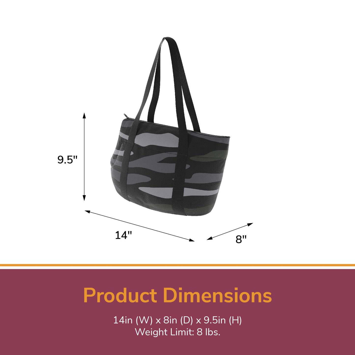 Kaya Pet Carrier Bag with Shoulder Straps - Black Camouflage