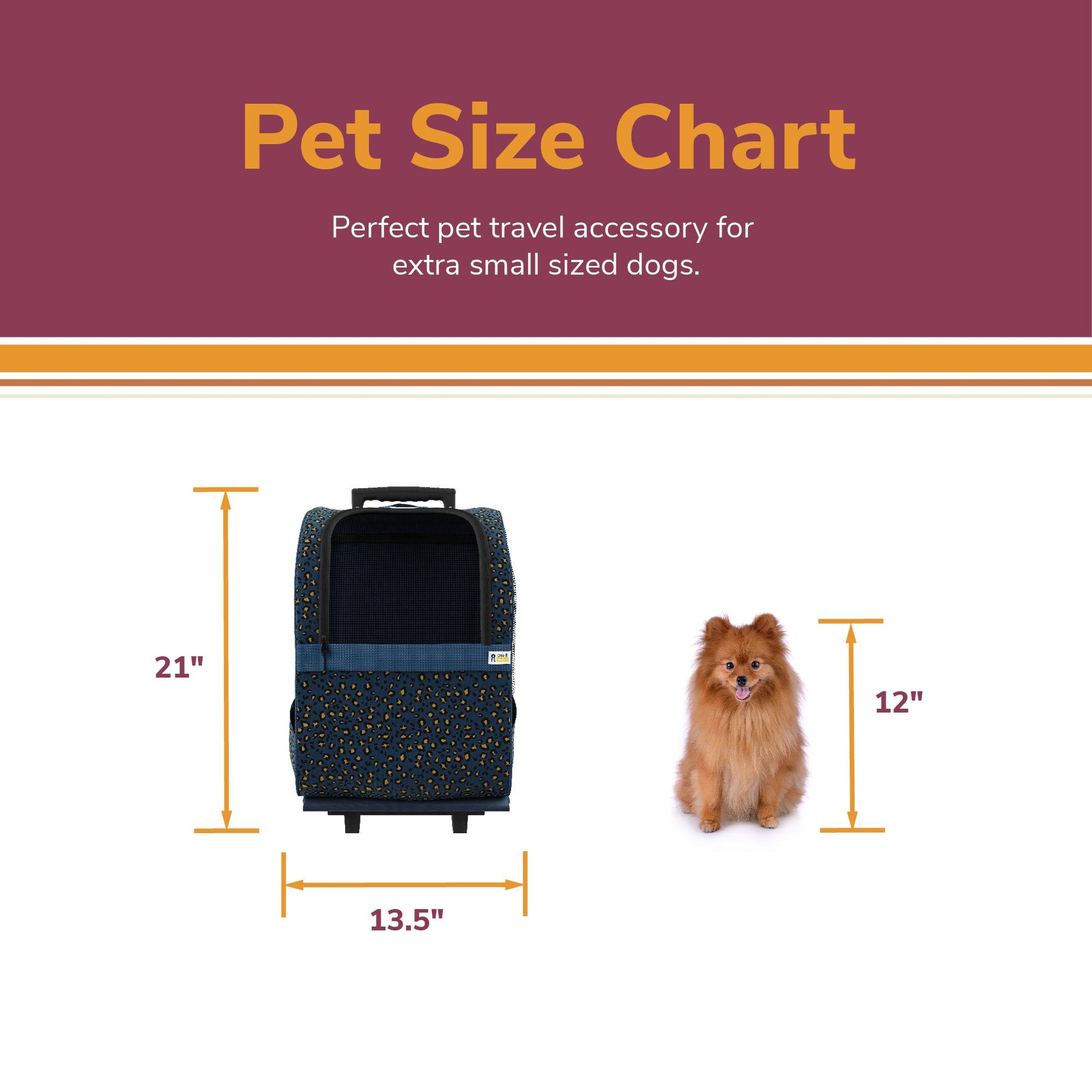 Kaya Pet Carrier Trolley with Pull Up Handle - Blue Cheetah