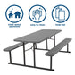 Outdoor 6 Foot Folding Picnic Table, Comfortably Seats 8 People - Dark Gray