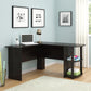 Dakota Computer L Desk with Side Bookshelf and Large Worksurface - Espresso