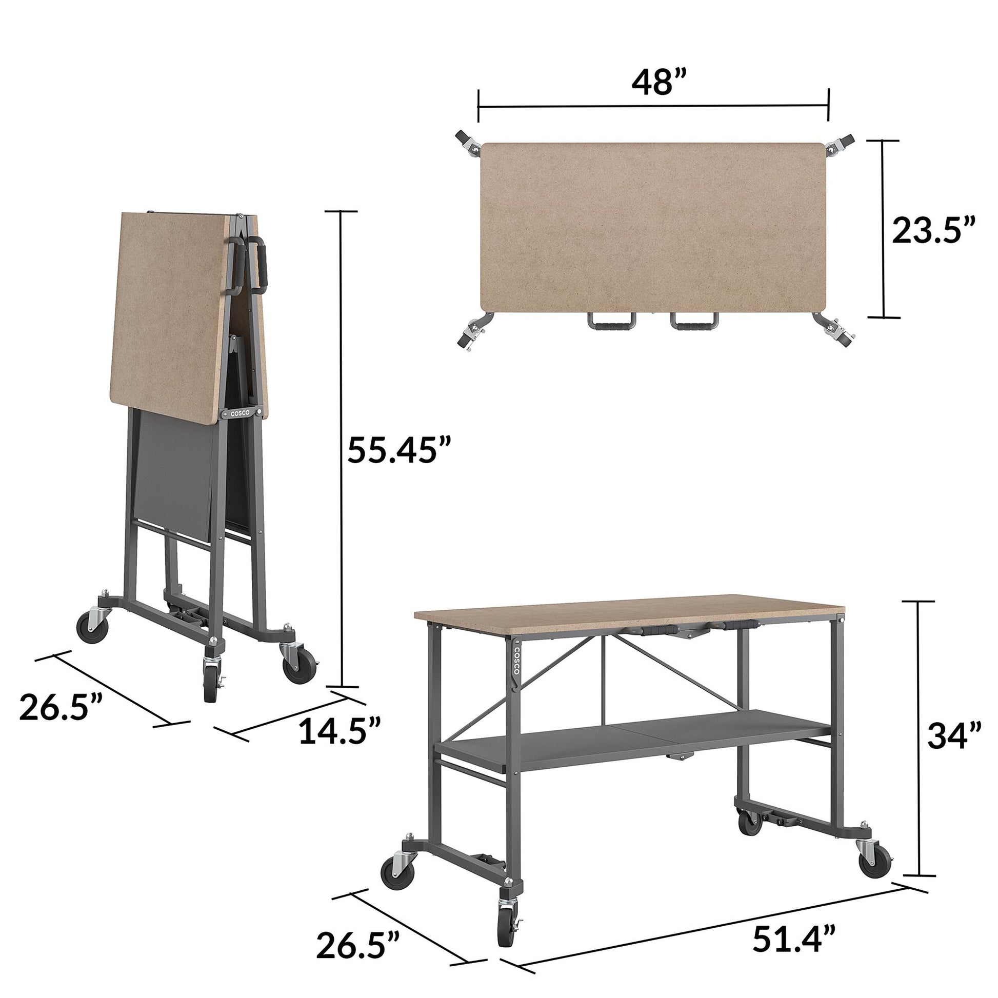 SmartFold Portable Workbench Folding Utility Table - Dark Gray