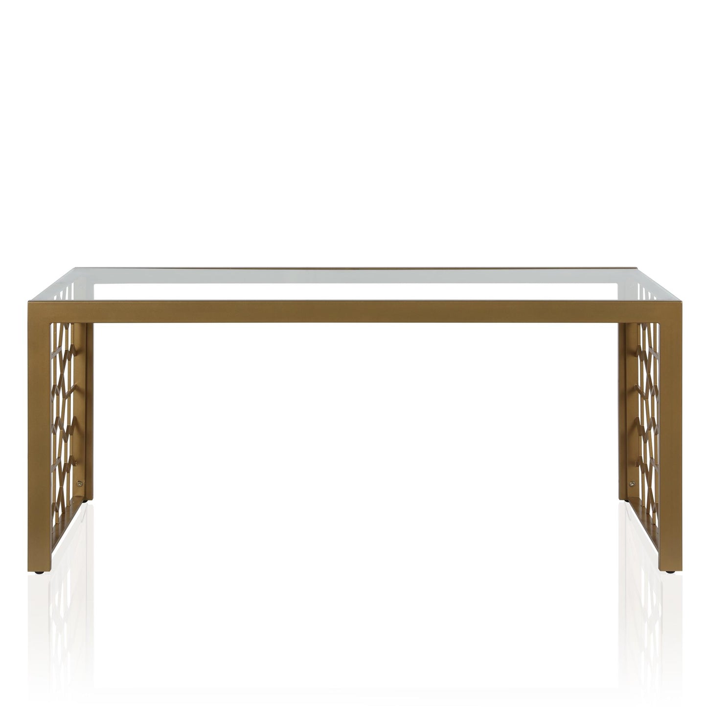 CosmoLiving Juliette Glass Top Coffee Table, Brass, Tempered Glass - Brass