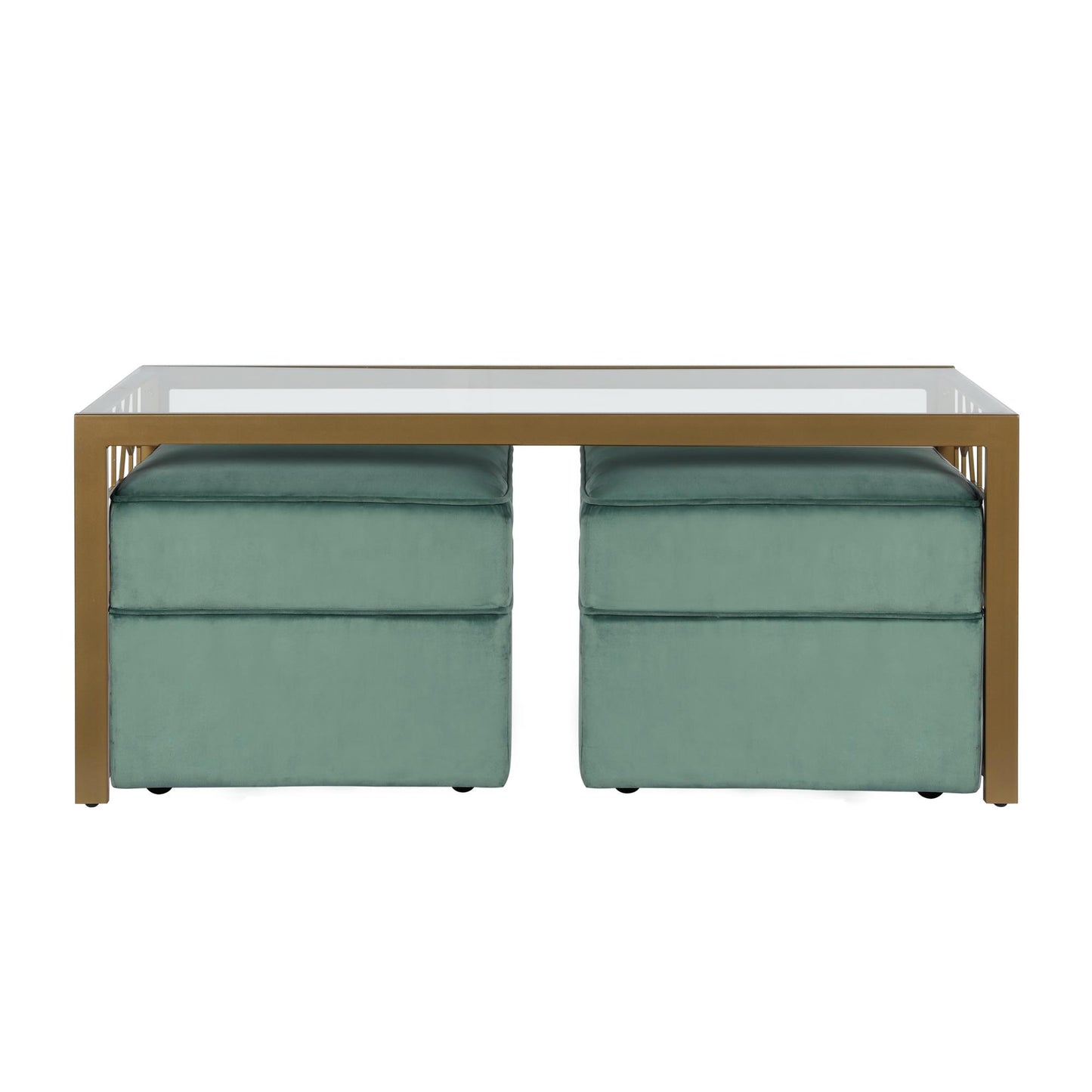 CosmoLiving Juliette Glass Top Coffee Table, Brass, Tempered Glass - Brass