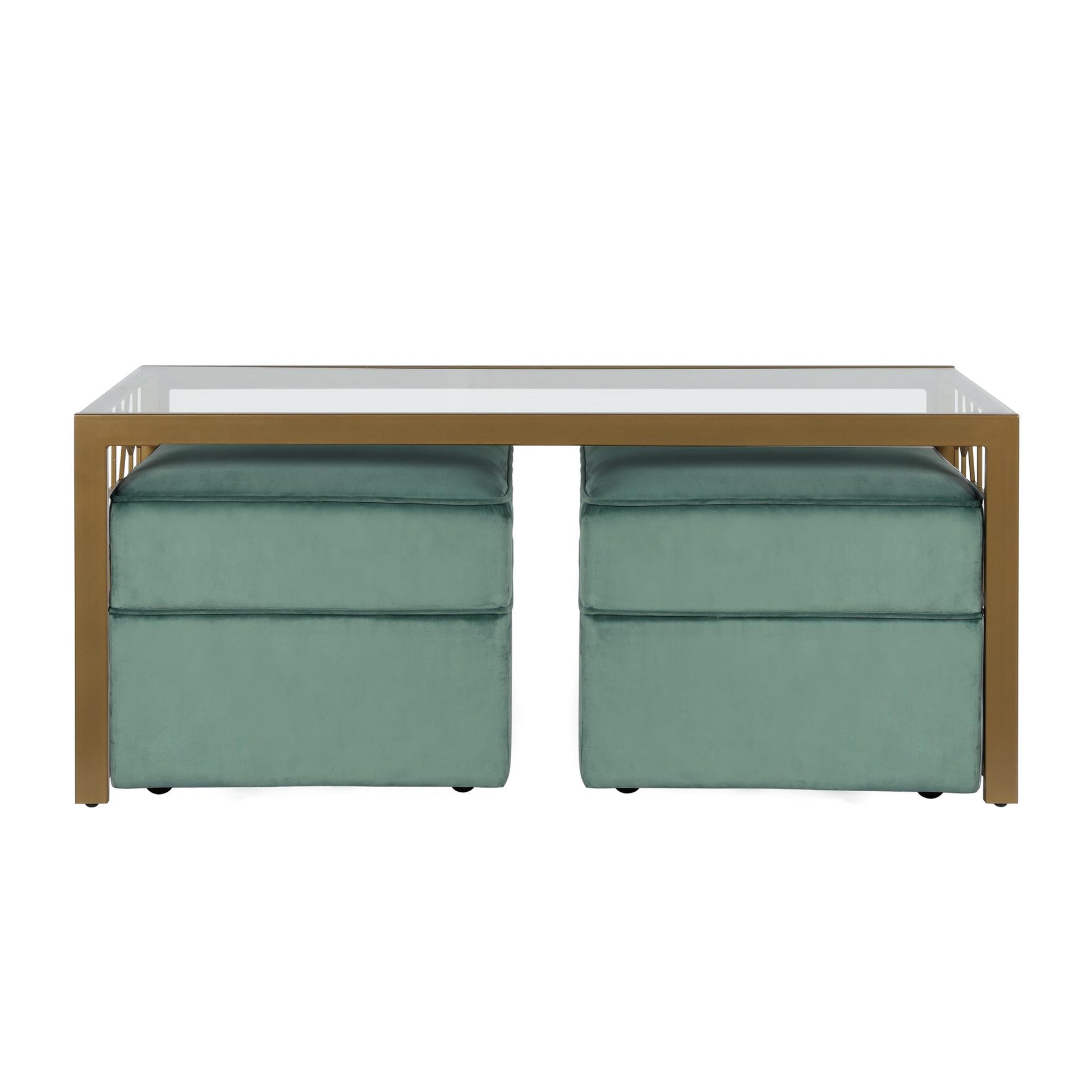 CosmoLiving Juliette Glass Top Coffee Table, Brass, Tempered Glass - Brass