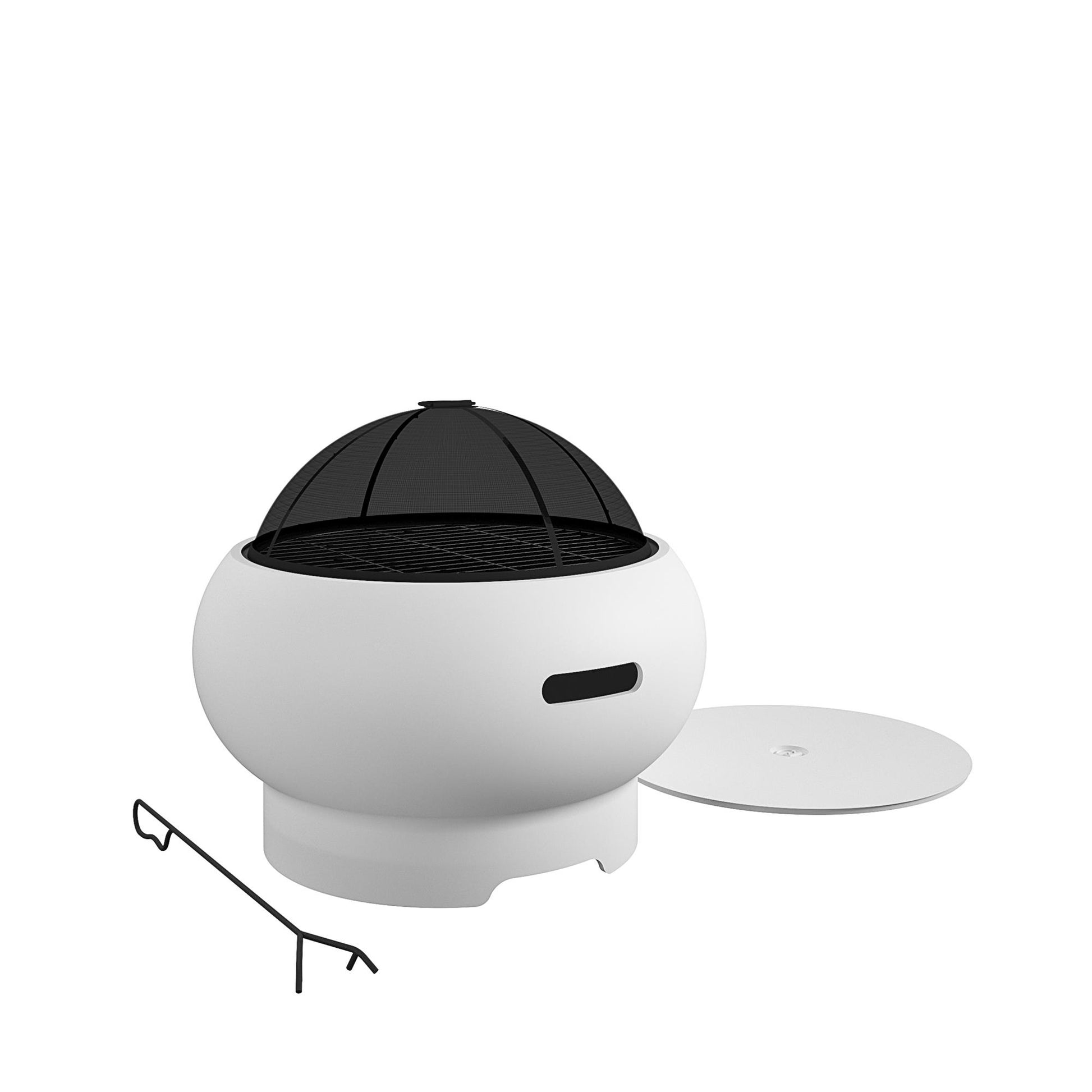 Novogratz Poolside Collection, Asher 27" Wood Burning Fire Pit with Grilling Surface, Bright White - White