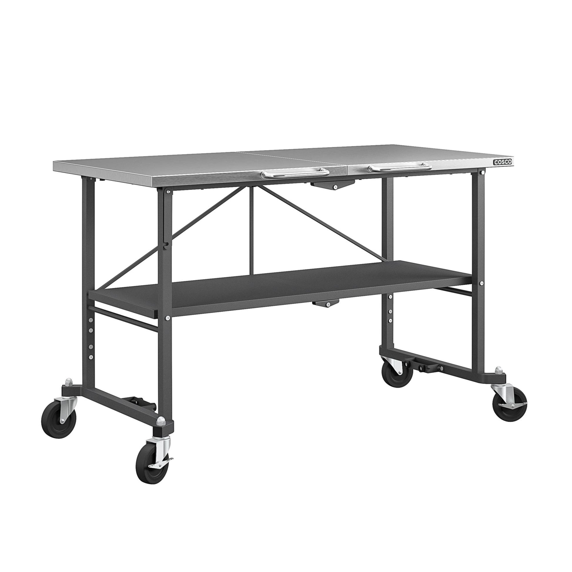 SmartFold Stainless Steel Folding Workbench on Wheels - Dark Gray - 1-Pack