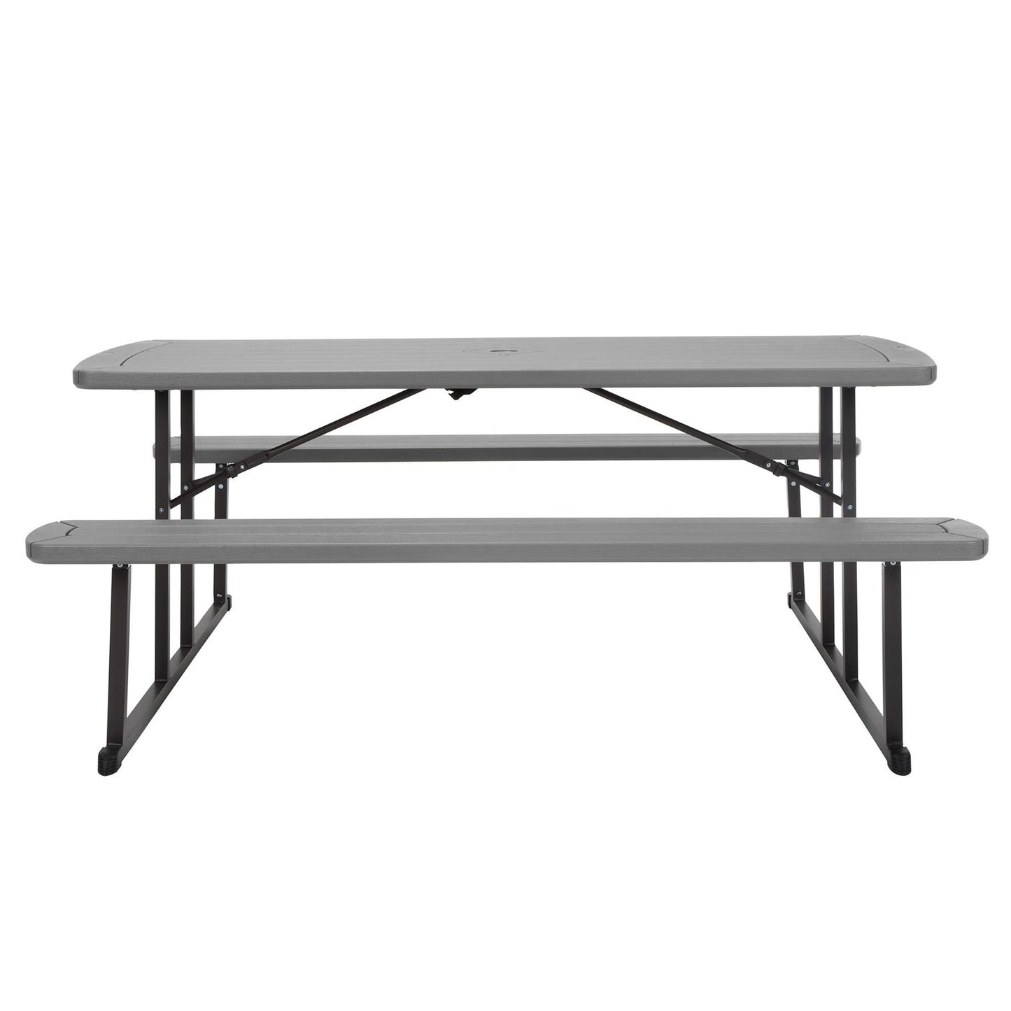 Outdoor 6 Foot Folding Picnic Table, Comfortably Seats 8 People - Dark Gray