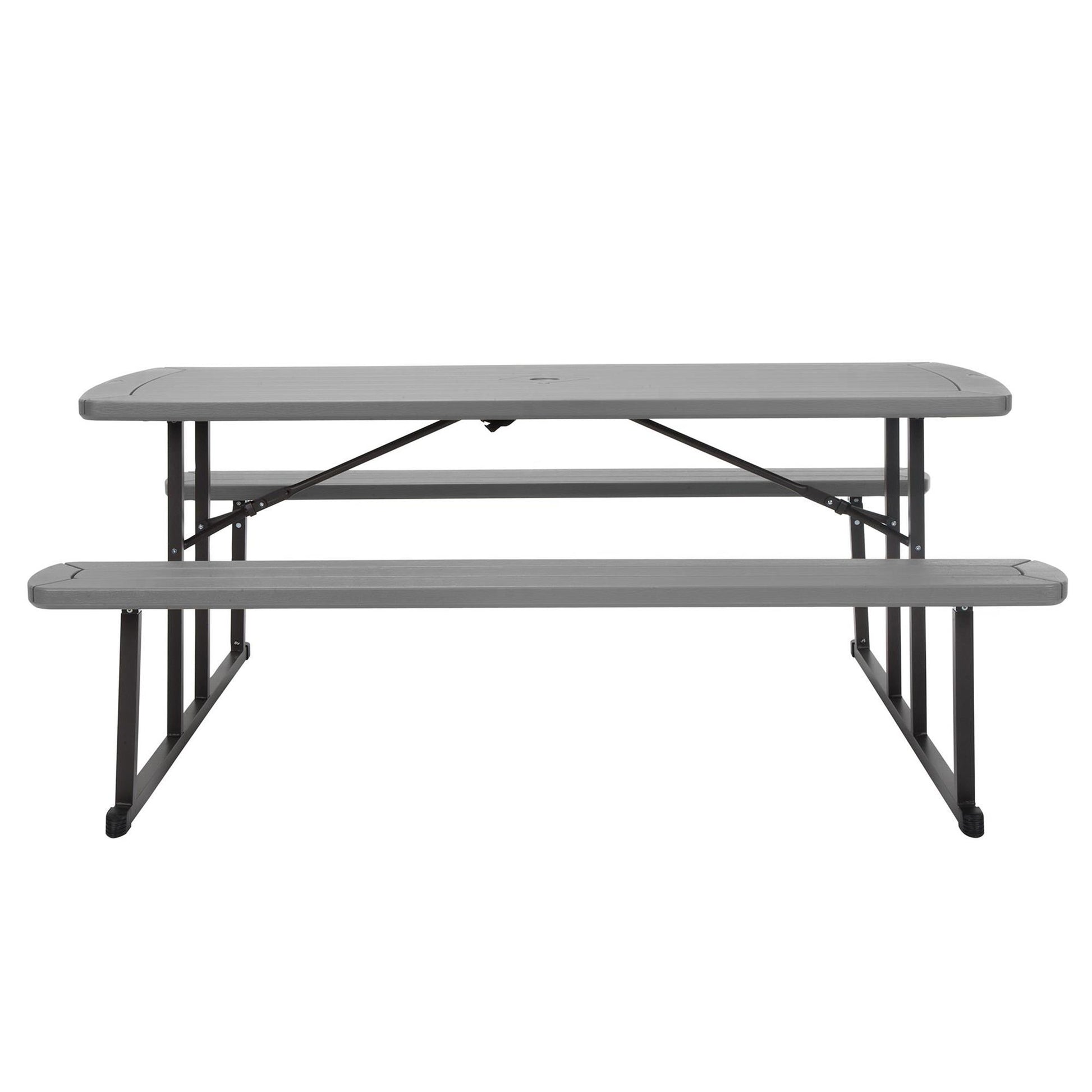 Outdoor 6 Foot Folding Picnic Table, Comfortably Seats 8 People - Dark Gray