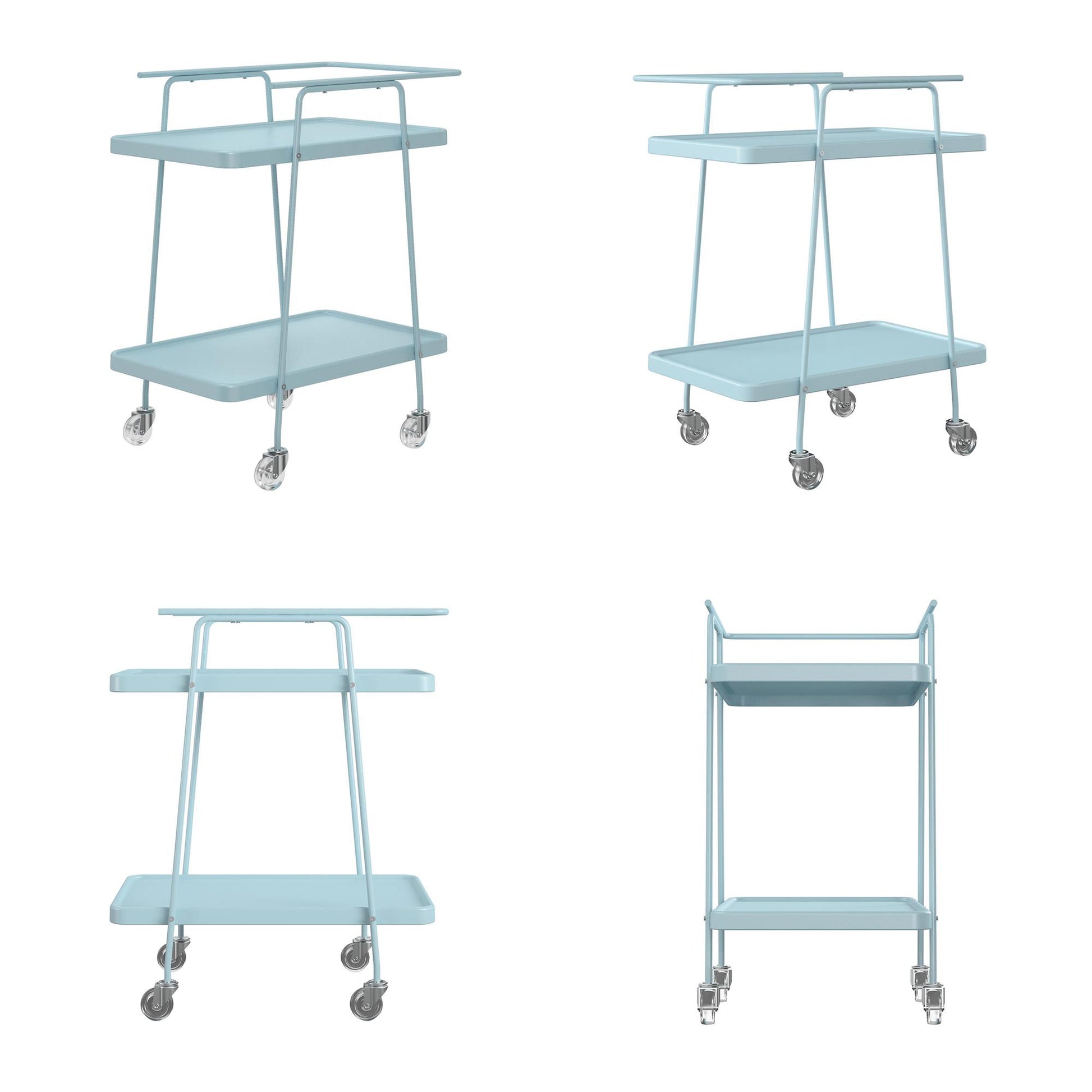 2 Tier Serving Cart on Wheels with Locking Casters - Light Blue - 1-Pack