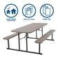 Outdoor 6 Foot Folding Picnic Table, Comfortably Seats 8 People - Taupe