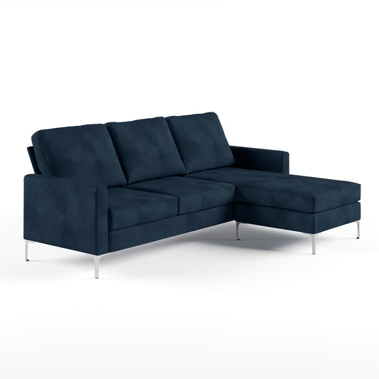 Chapman Reversible Sectional Sofa with Chrome Legs - Gray