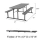 Outdoor 6 Foot Folding Picnic Table, Comfortably Seats 8 People - Dark Gray