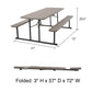 Outdoor 6 Foot Folding Picnic Table, Comfortably Seats 8 People - Taupe
