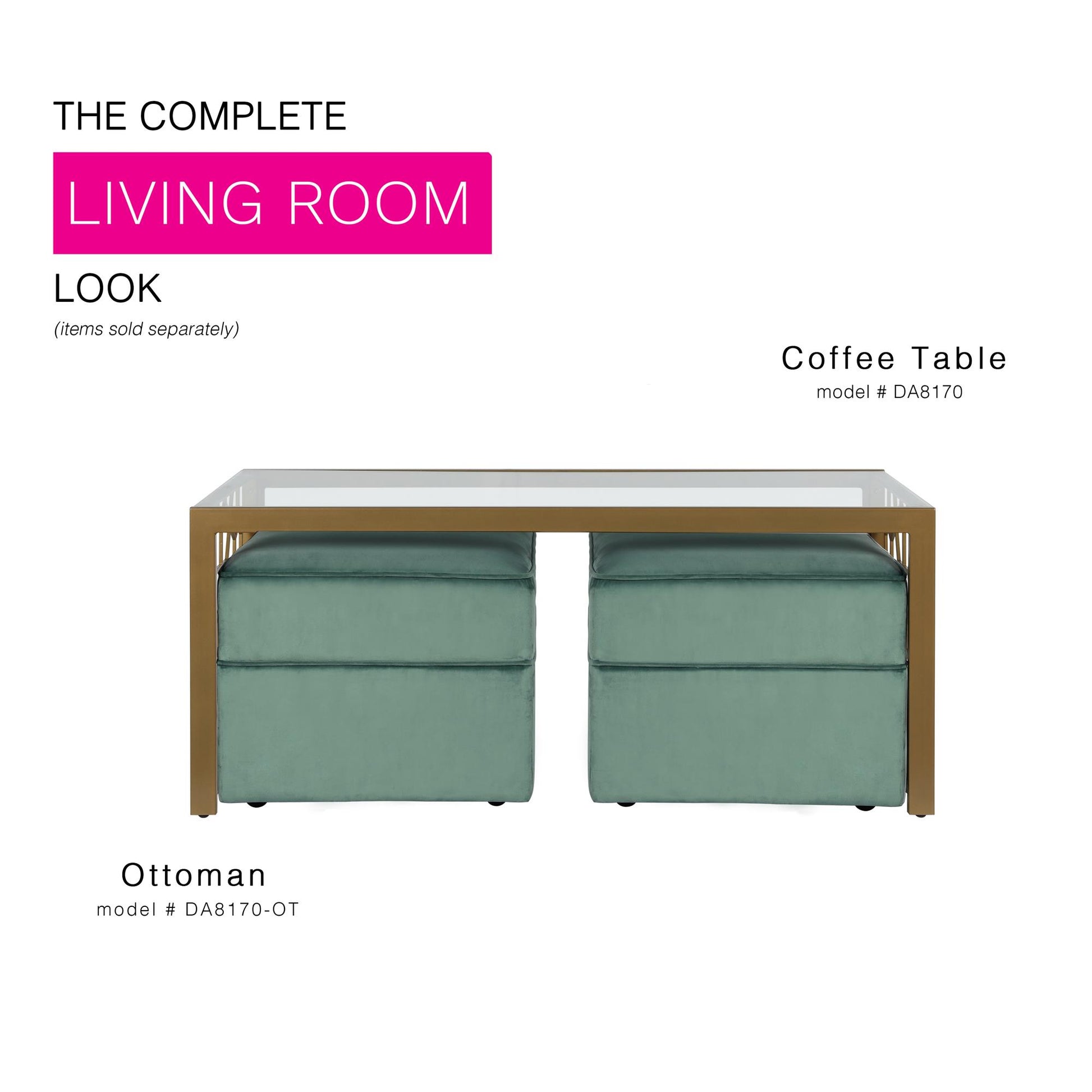 CosmoLiving Juliette Glass Top Coffee Table, Brass, Tempered Glass - Brass