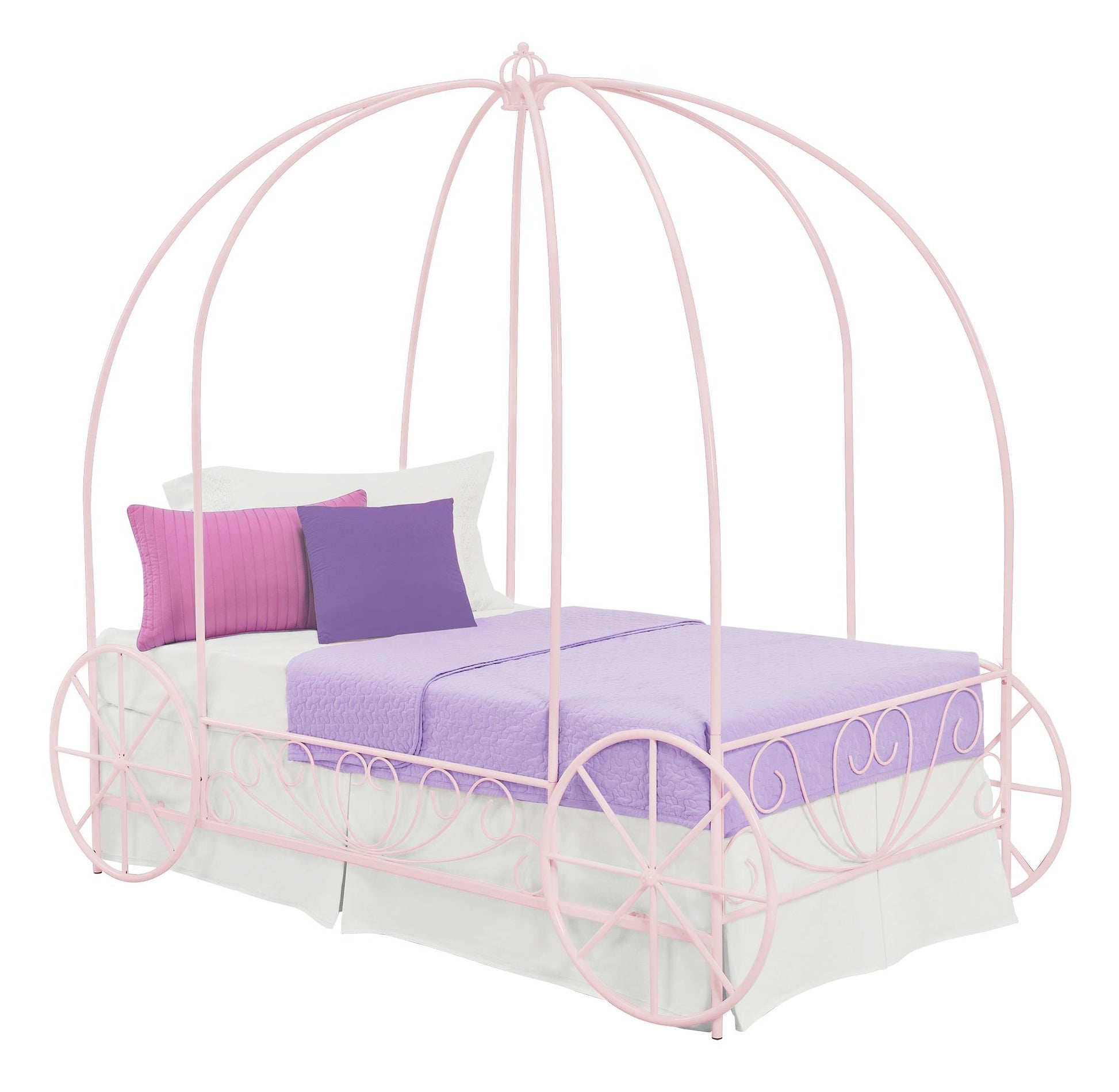 Metal Twin Carriage Bed Whimsical and Scrolled Design - Pink - Twin