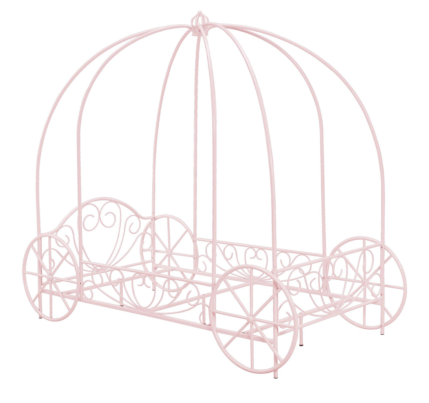 Metal Twin Carriage Bed Whimsical and Scrolled Design - Pink - Twin