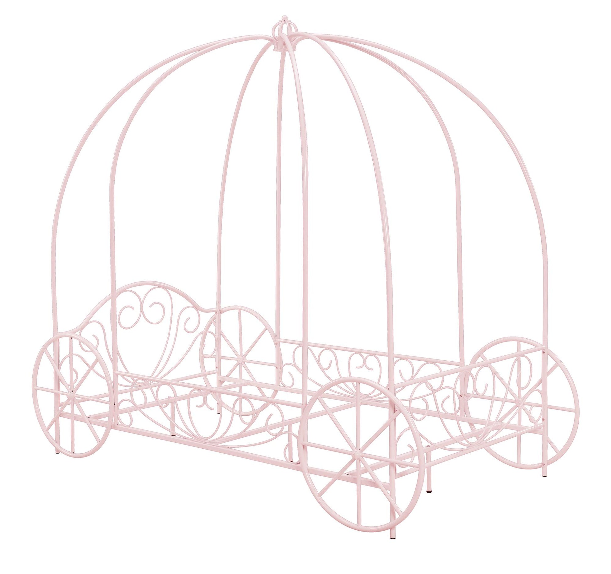 Metal Twin Carriage Bed Whimsical and Scrolled Design - Pink - Twin